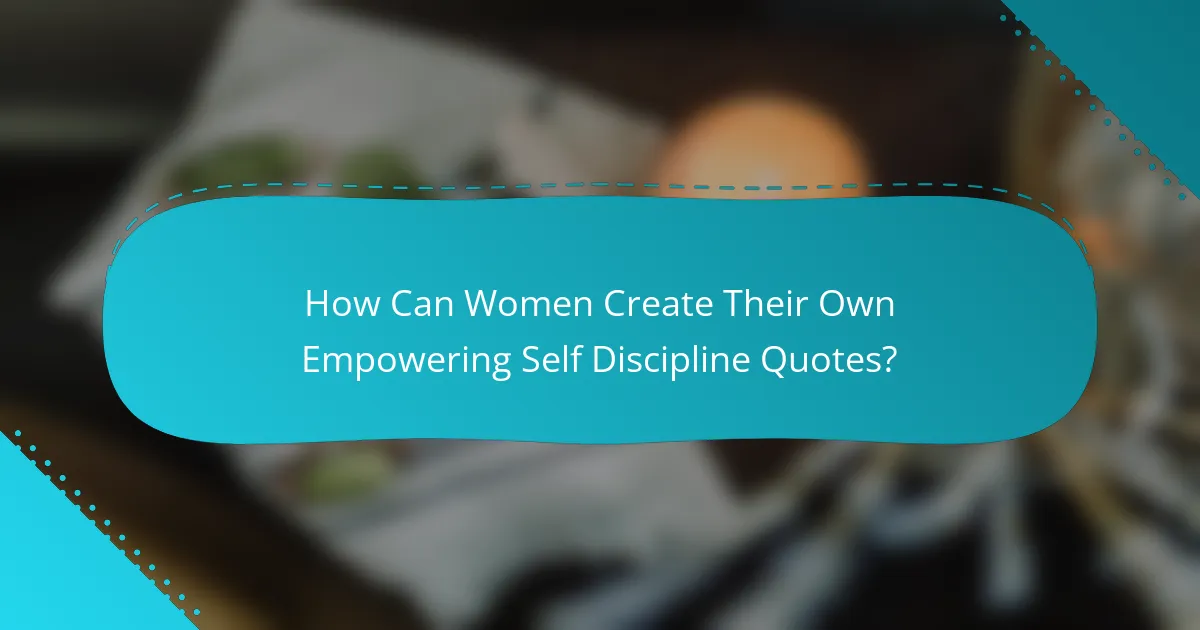 How Can Women Create Their Own Empowering Self Discipline Quotes?