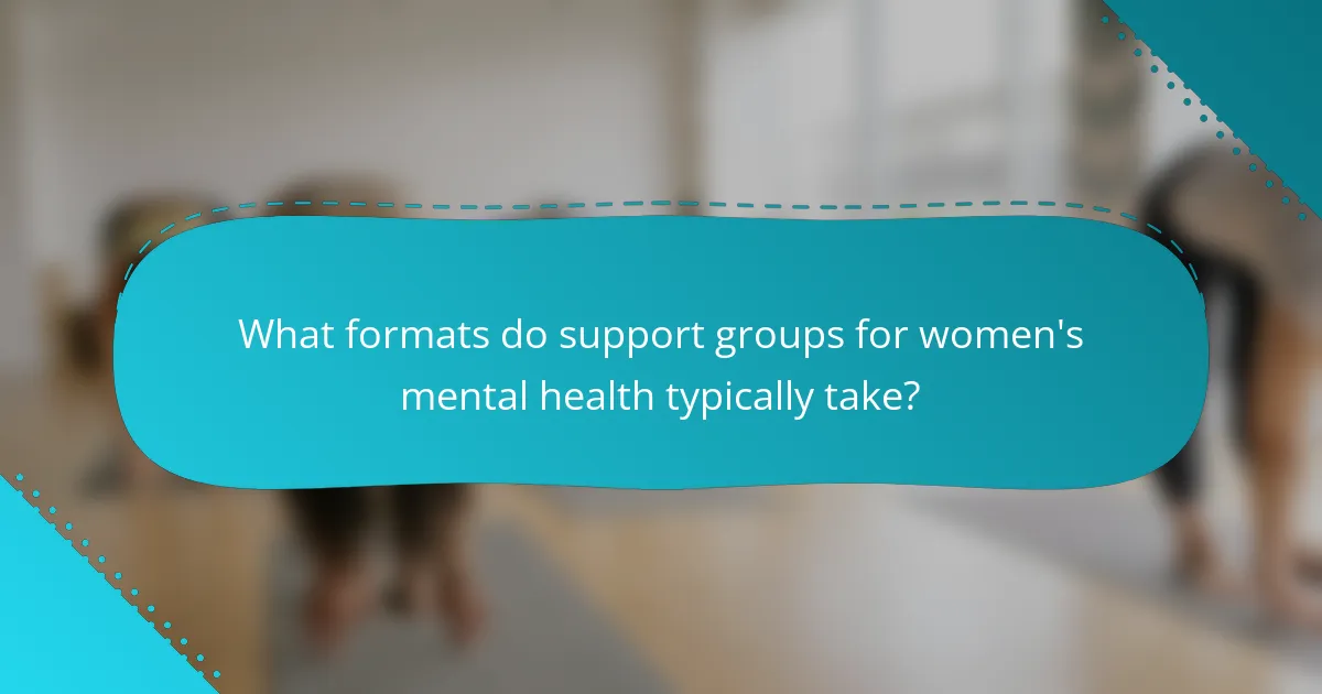 What formats do support groups for women's mental health typically take?
